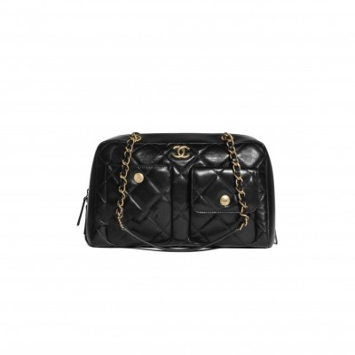 CHANEL MASTER CALFSKIN CROSSBODY BAG SHOULDER BAG WOMEN'S BLACK AS4933 (32*19*11cm)